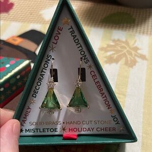 Source Unknown Green Holiday Tree Earrings